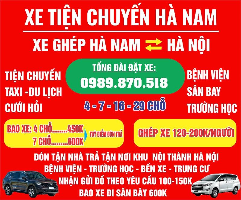 Xe Ghép Hà Nam Hà Nội Uy Tín